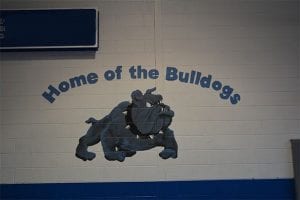 Photo of the Kildare Public Schools mascot. Home of the Bulldogs. 