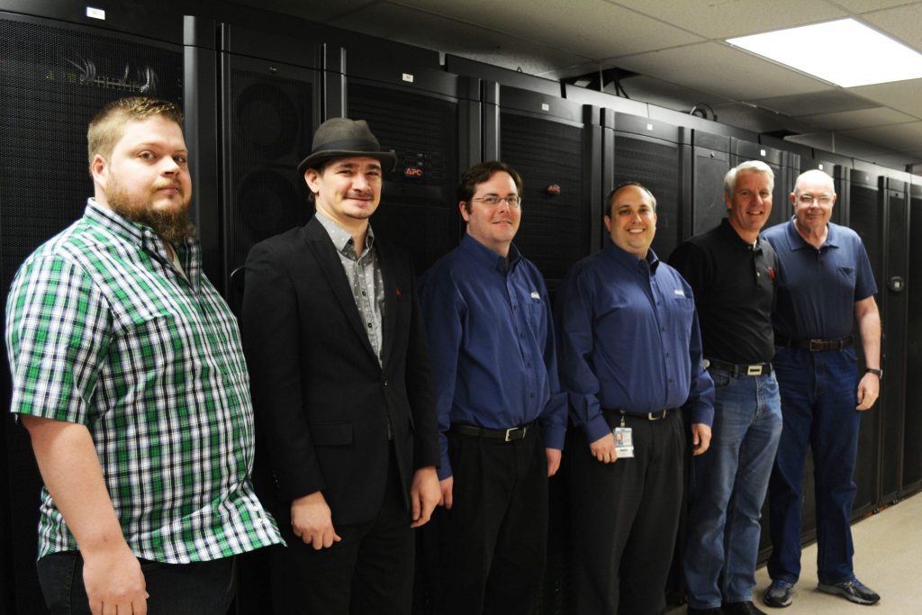 Systems team members (left to right) Jeremy Wright, Skyler Donahue, Brian Burkhart, Bill Bradford, Frank Hedgers and Paul Tibbitts