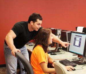 Students using computer