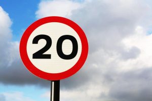 Road sign with the number 20