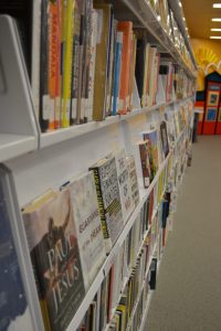 book shelf at library