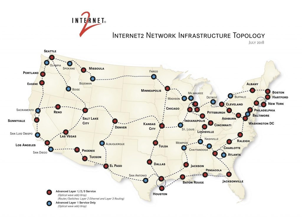 Internet2's Network Infrastructure Topology Map