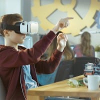 Student using virtual reality