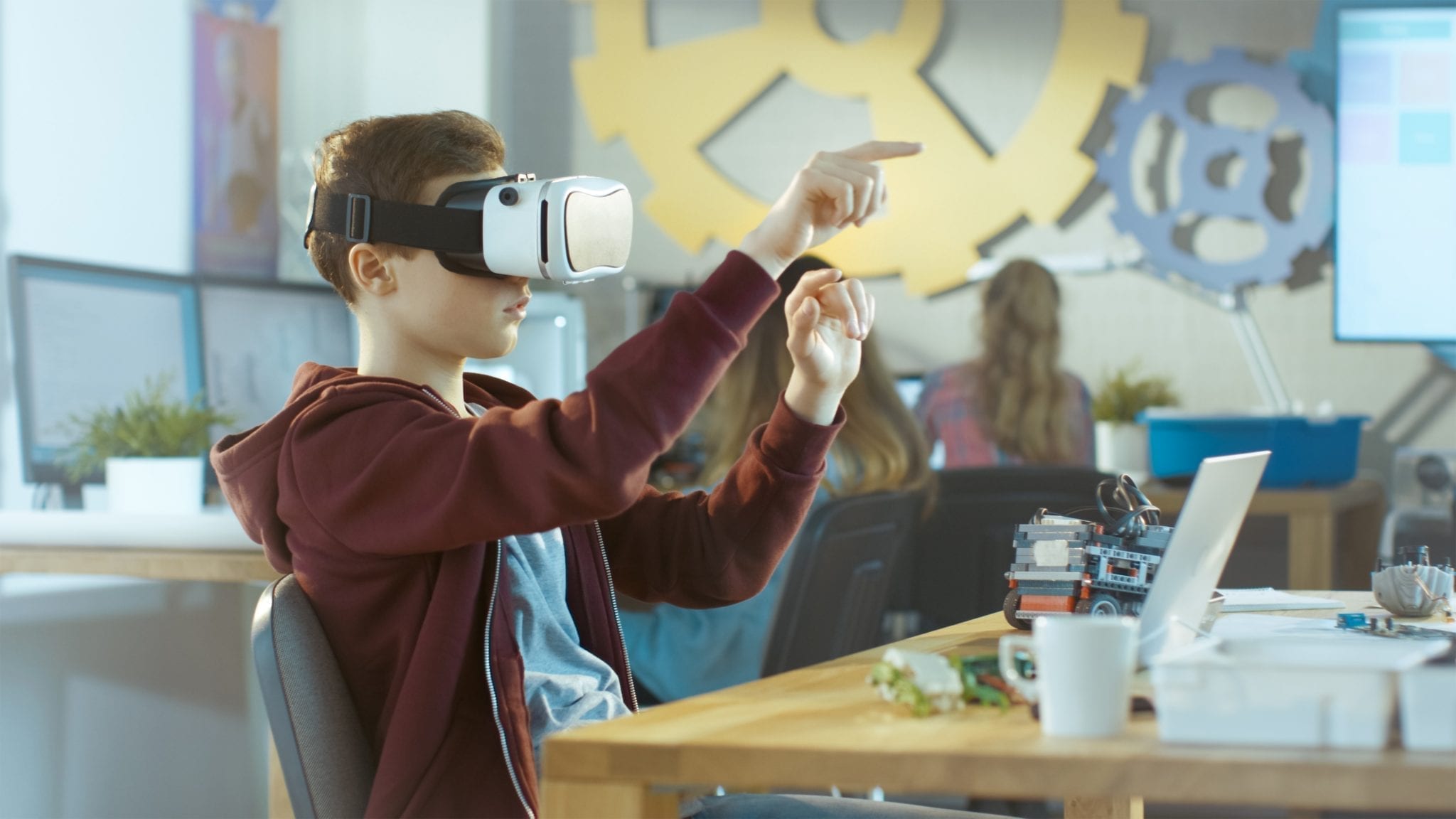 Student using virtual reality