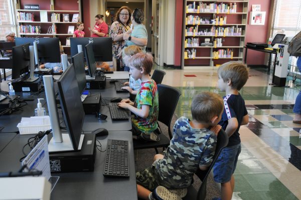 Young customers using computers at Tulsa City-County Library