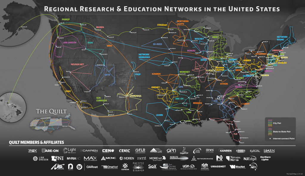 The Quilt National Research and Education Network Map
